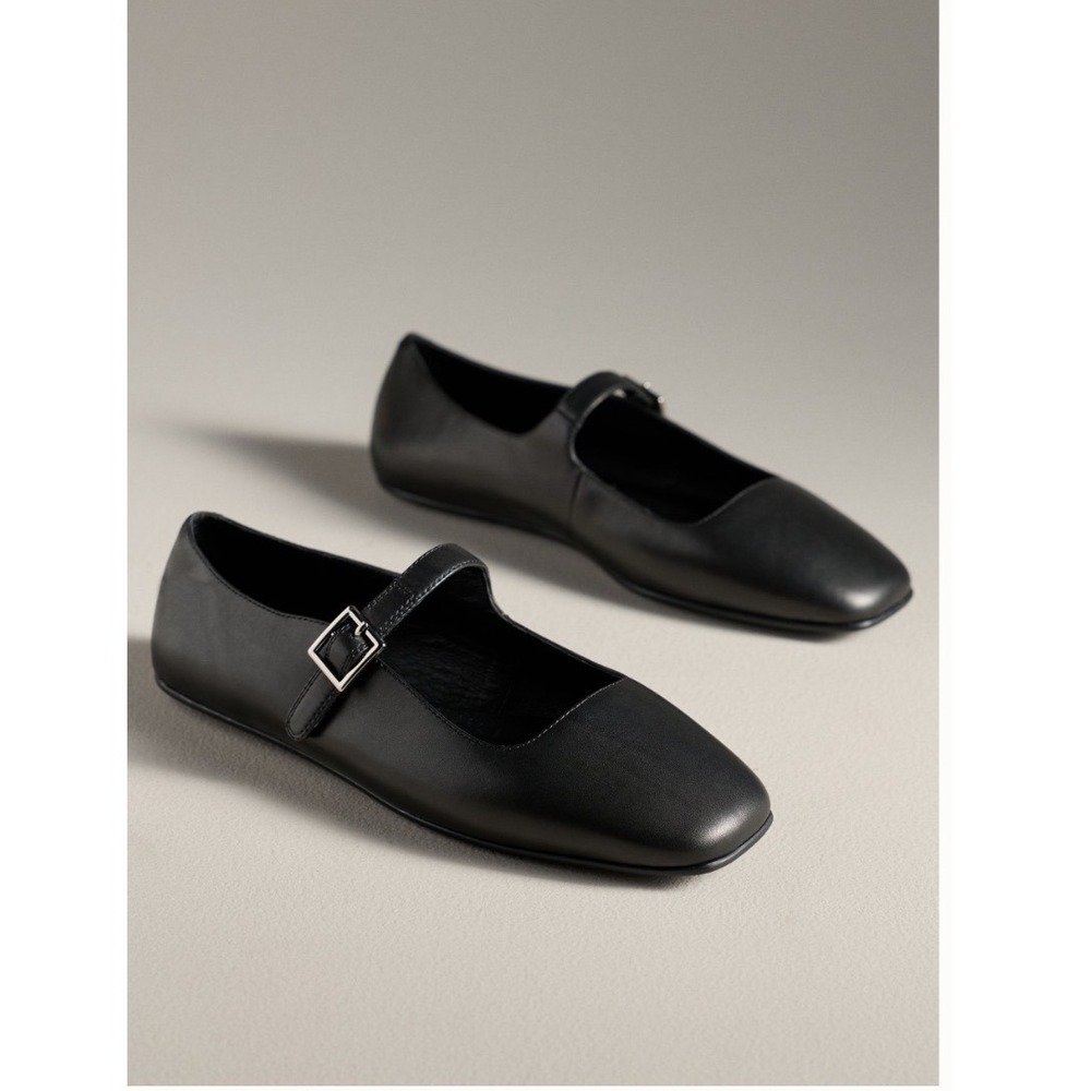 Anthropologie Jeffrey Campbell Mary Janes Black Sz 10 NWT Elise Ballet Flats Mod